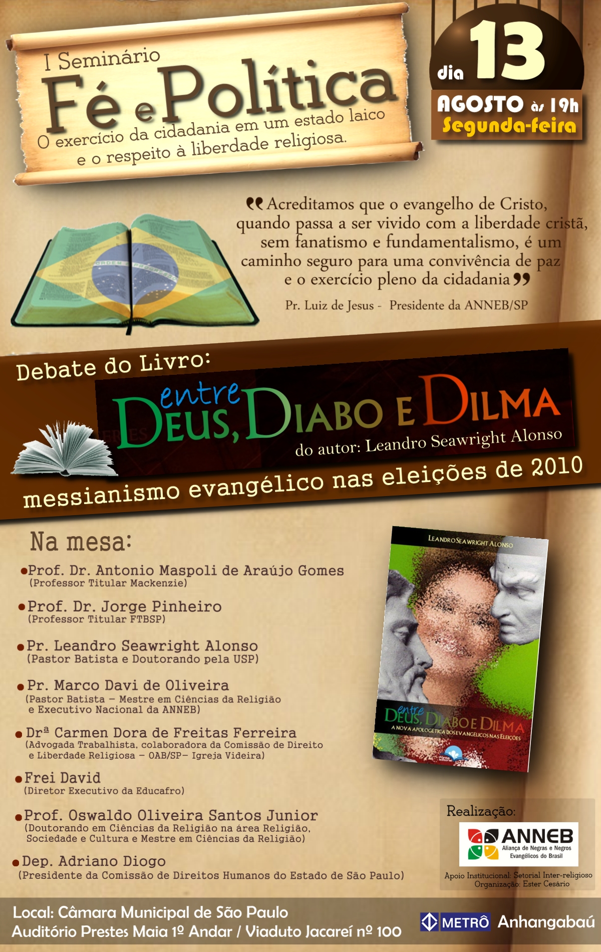 Professor da Metodista participa de seminário Fé e Política