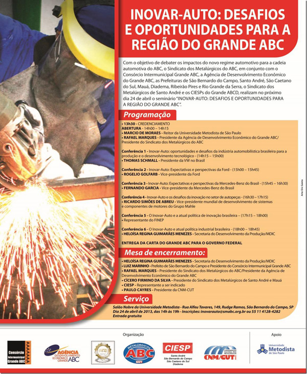 Metodista recebe seminário Inovar-Auto: Desafios e Oportunidades para a região do Grande ABC