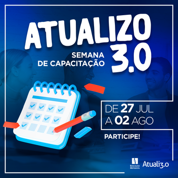 Participe do Atualizo 3.0 do segundo semestre de 2024. Acesse pelo Moodle Participe do Atualizo 3.0 do segundo semestre de 2024. Acesse pelo Moodle