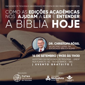 Como as edições acadêmicas nos ajudam a ler e entender a Bíblia hoje é tema de palestra promovida pela Faculdade de Teologia Como as edições acadêmicas nos ajudam a ler e entender a Bíblia hoje é tema de palestra promovida pela Faculdade de Teologia