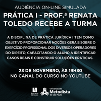 Curso de Direito promove disciplina prática sobre audiência on-line nesta segunda