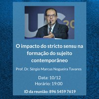 Curso de Filosofia promove palestra "O impacto stricto sensu no sujeito contemporâneo"
