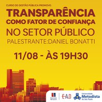 Curso de Gestão Pública EaD promove Aula Magna com o tema "Transparência como fator de confiança no setor público".