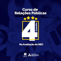 Curso de Relações Públicas da Metodista recebe nota 4 do MEC