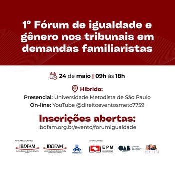 I Fórum de Igualdade e Gênero acontece no dia 24 de maio