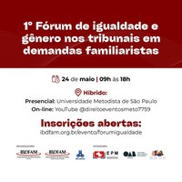 I Fórum de Igualdade e Gênero acontece no dia 24 de maio