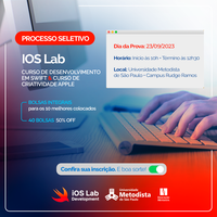 iOS Lab oferece 100 bolsas para cursos de desenvolvimento de apps e de criatividade Apple na Metodista