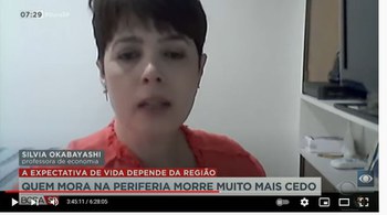 Profa. Silvia comenta na Band TV sobre mortes precoces na periferia Profa. Silvia comenta na Band TV sobre mortes precoces na periferia