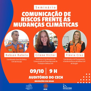 Professora da UMESP palestra em evento na Universidade Federal de Sergipe sobre comunicação de riscos frente às mudanças climáticas Professora da UMESP palestra em evento na Universidade Federal de Sergipe sobre comunicação de riscos frente às mudanças climáticas