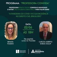 Programa Professora Convida debate "A pandemia do Covid-19 e sua incidência no Direito Civil Brasileiro"