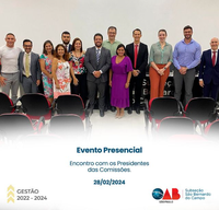 Reunião de Presidentes de Comissões na Casa do Advogado com Vice Coordenadora do Curso de Direito